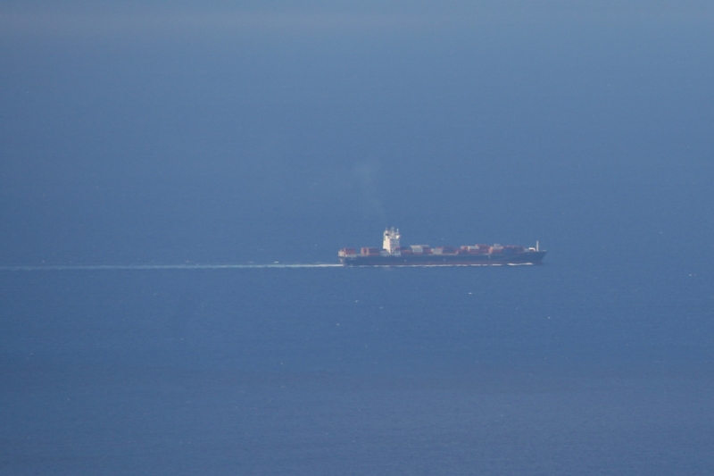 Containerschiff zwischen Elba und Korsika